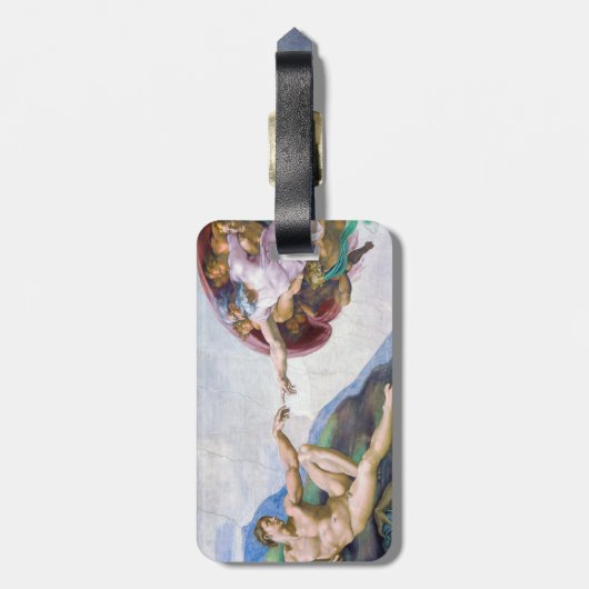 Michelangelo - Aanmaak van Adam geïsoleerd - QR-co Bagagelabel (Achterkant verticaal)