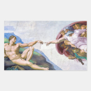 Michelangelo - Aanmaak van Adam geïsoleerd Rechthoekige Sticker