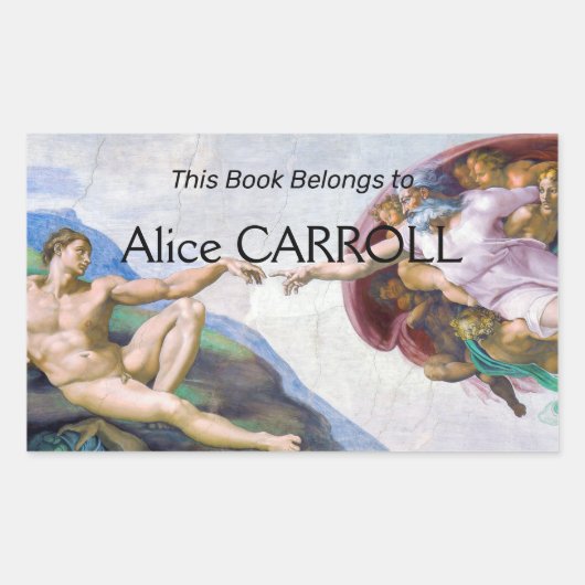 Michelangelo - Aanmaak van Adam geïsoleerd Rechthoekige Sticker (Voorkant)