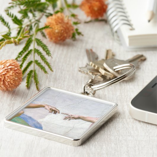 Michelangelo - Aanmaak van Adam geïsoleerd Sleutelhanger (Zijkant)