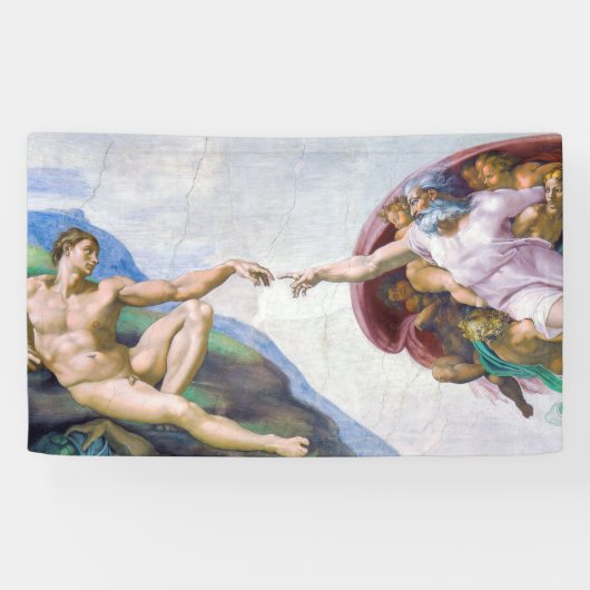 Michelangelo - Aanmaak van Adam geïsoleerd Spandoek (Horizontaal)