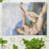 Michelangelo - Aanmaak van Adam geïsoleerd Theedoek (Gevouwen)
