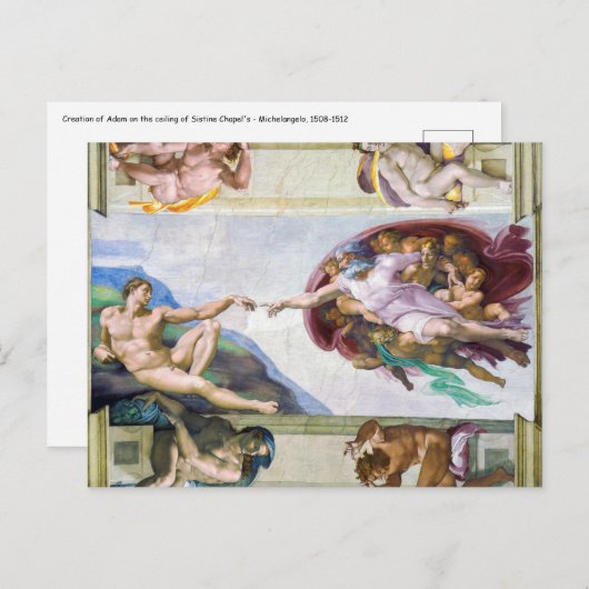 Michelangelo - Aanmaak van Adam, Sistine Chapel's Briefkaart (Voorkant / Achterkant)