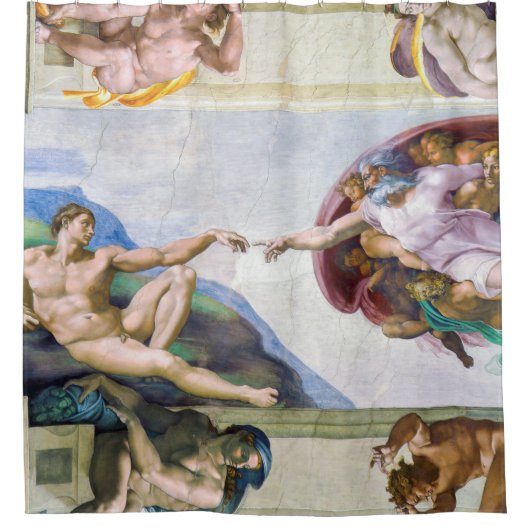 Michelangelo - Aanmaak van Adam, Sistine Chapel's Douchegordijn (Voorkant)