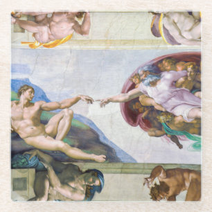 Michelangelo - Aanmaak van Adam, Sistine Chapel's Glazen Onderzetter