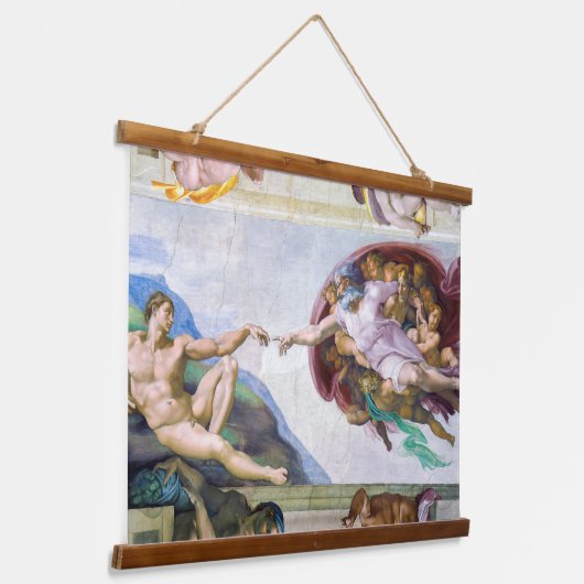 Michelangelo - Aanmaak van Adam, Sistine Chapel's Hangend Wandkleed (Gebogen)