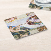 Michelangelo - Aanmaak van Adam, Sistine Chapel's Kartonnen Onderzetters (Schuin)