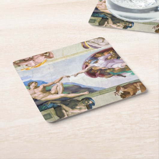 Michelangelo - Aanmaak van Adam, Sistine Chapel's Kartonnen Onderzetters (Schuin)