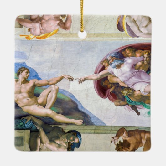Michelangelo - Aanmaak van Adam, Sistine Chapel's Keramisch Ornament (Achterkant)