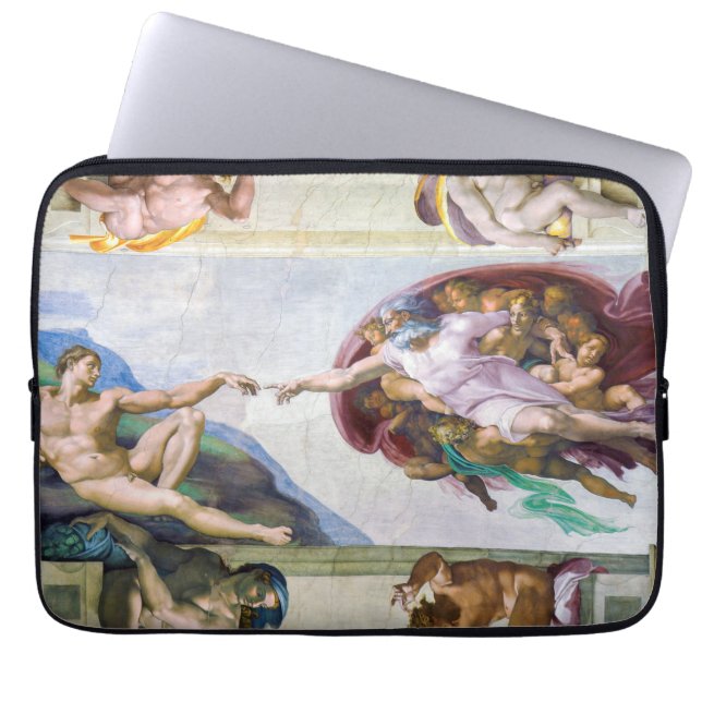 Michelangelo - Aanmaak van Adam, Sistine Chapel's Laptop Sleeve (Voorkant)