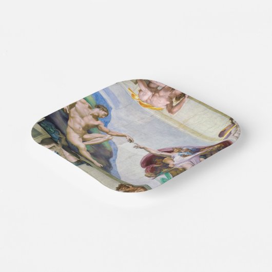 Michelangelo - Aanmaak van Adam, Sistine Chapel's Papieren Bordje (Gebogen)