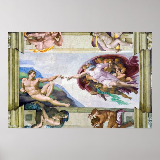Michelangelo - Aanmaak van Adam, Sistine Chapel's Poster (Voorkant)