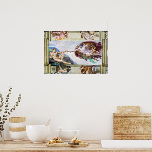 Michelangelo - Aanmaak van Adam, Sistine Chapel's Poster (Keuken)