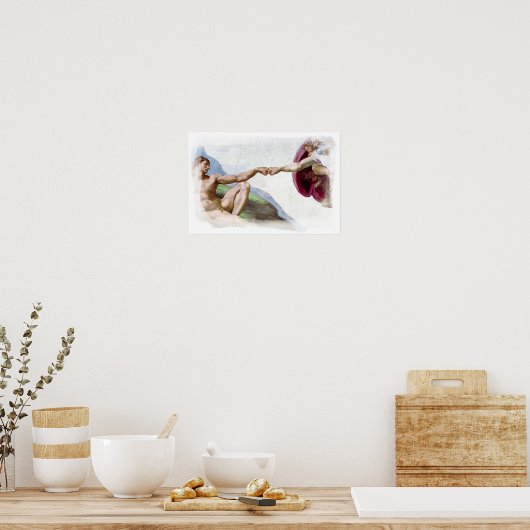 Michelangelo: Aanmaak van Man vuistslag Poster (Keuken)