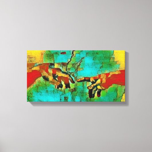Michelangelo Abstracte schepping van Adam (kleurri Canvas Afdruk (Voorkant)