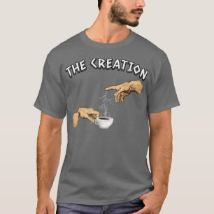 Michelangelo art parody de Creatie van koffie T-shirt