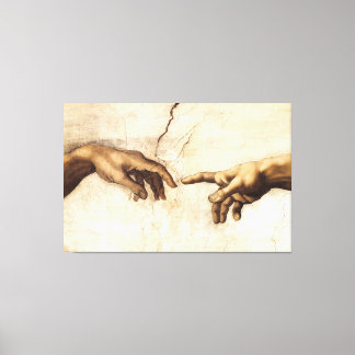 Michelangelo Buonarroti - De hand van God Canvas Afdruk