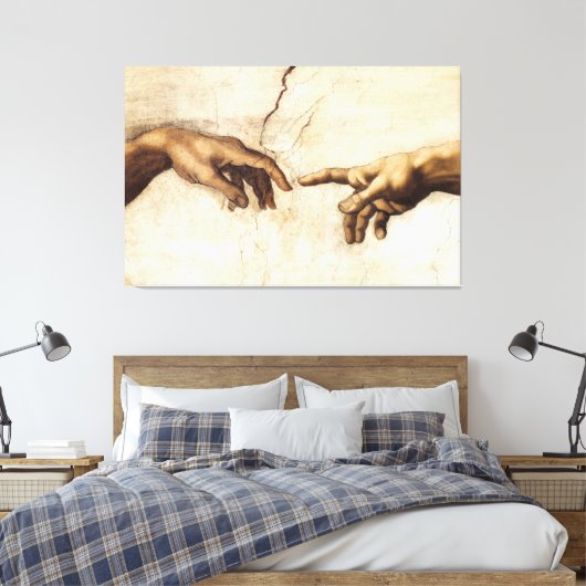 Michelangelo Buonarroti - De hand van God Canvas Afdruk (Insitu (Slaapkamer))