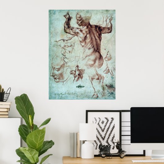 Michelangelo Buonarroti Studies for Libyan Sibyl Poster (Thuiskantoor)