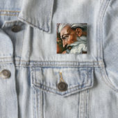 Michelangelo Creatie Adam God Art Vierkante Button 5,1 Cm (In situ)