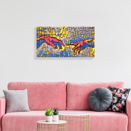 Michelangelo Creatie van Adam Abstract en kleurrij Canvas Afdruk (Insitu (Woonkamer))