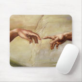 Michelangelo Creatie van Adam Sistine Chapel Muismat (Met muis)