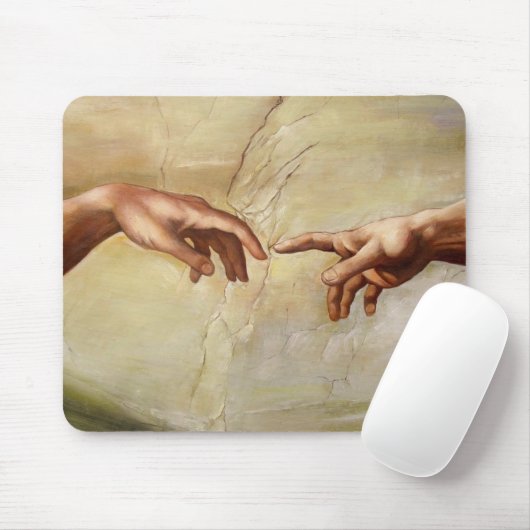 Michelangelo Creatie van Adam Sistine Chapel Muismat (Met muis)