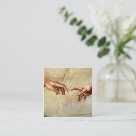 Michelangelo Creatie van Adam Sistine Chapel Vierkante Visitekaartje (Staand voorkant)