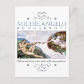 Michelangelo Creatie van Man dat met Citaat schild Briefkaart (Voorkant)