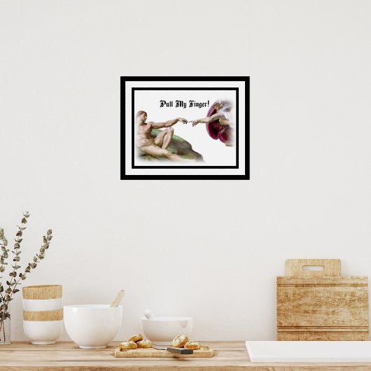 Michelangelo - Creatie van Man - Trek mijn vinger  Poster (Keuken)