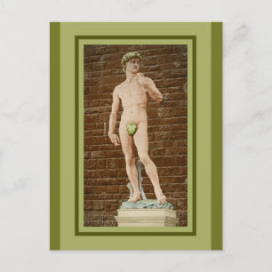 MICHELANGELO DAVID MET VIJGENBLAD BRIEFKAART