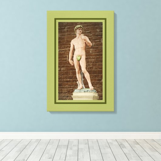 MICHELANGELO DAVID MET VIJGENBLAD CANVAS AFDRUK (Insitu (Houten vloer))