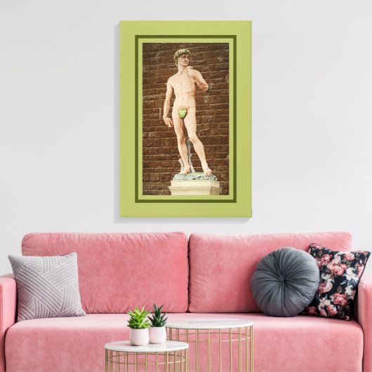 MICHELANGELO DAVID MET VIJGENBLAD CANVAS AFDRUK (Insitu (Woonkamer))