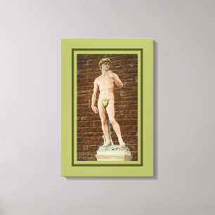 MICHELANGELO DAVID MET VIJGENBLAD CANVAS AFDRUK