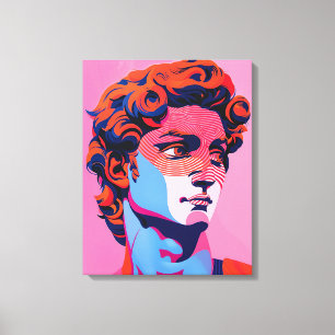Michelangelo David Neon Pop Kunstillustratie Canvas Afdruk