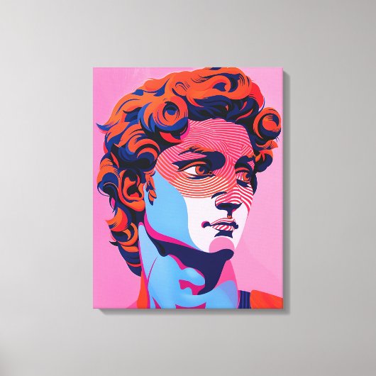 Michelangelo David Neon Pop Kunstillustratie Canvas Afdruk (Voorkant)