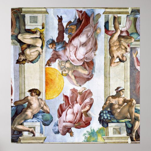 Michelangelo - De creatie van zonmaan en sterren Poster (Voorkant)