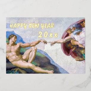 Michelangelo - Gelukkig Nieuwjaar / Schepping van  Folie Feestdagenkaart