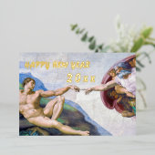 Michelangelo - Gelukkig nieuwjaar / Schepping van  Folie Feestdagenkaart (Staand Voorkant)