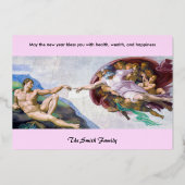 Michelangelo - Gelukkig nieuwjaar / Schepping van  Folie Feestdagenkaart (Achterkant)