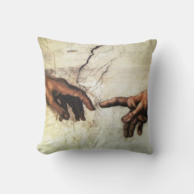 Michelangelo handen vintage kunst kussen (Voorkant)