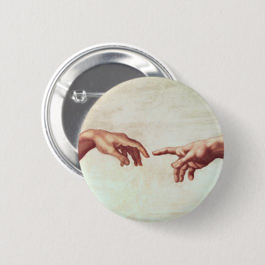 Michelangelo Hands Ronde Button 5,7 Cm (Voorkant /achterkant)