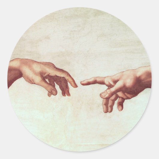 Michelangelo Hands Ronde Sticker (Voorkant)