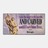 Michelangelo Inspirerend Quote "Engel gesneden" Bureaumat (Voorkant)