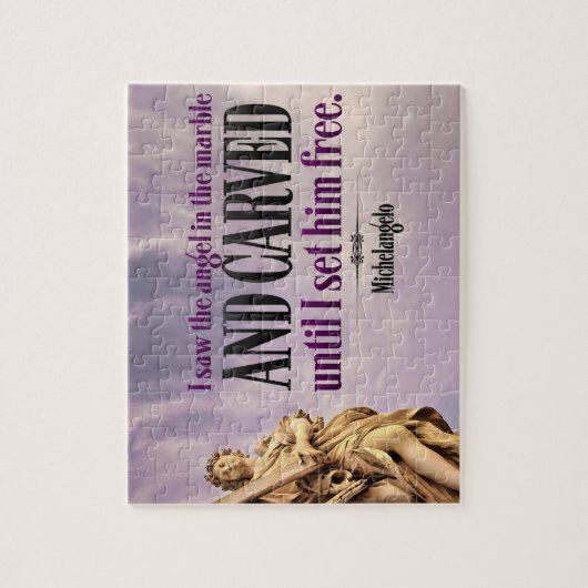 Michelangelo Inspirerend Quote "Engel gesneden" Legpuzzel (Verticaal)