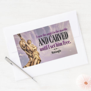 Michelangelo Inspirerend Quote "Engel gesneden" Rechthoekige Sticker
