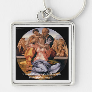 Michelangelo Kunst & beroemde "leren" citaat Sleutelhanger