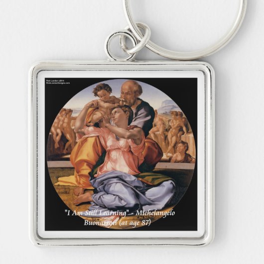 Michelangelo Kunst & beroemde "leren" citaat Sleutelhanger (Voorkant)