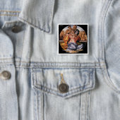 Michelangelo Kunst & beroemde "leren" citaat Vierkante Button 5,1 Cm (In situ)
