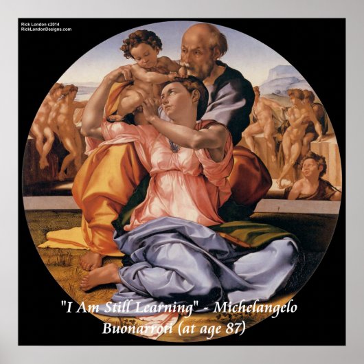 Michelangelo Kunst & beroemde "leren" quote poster (Voorkant)